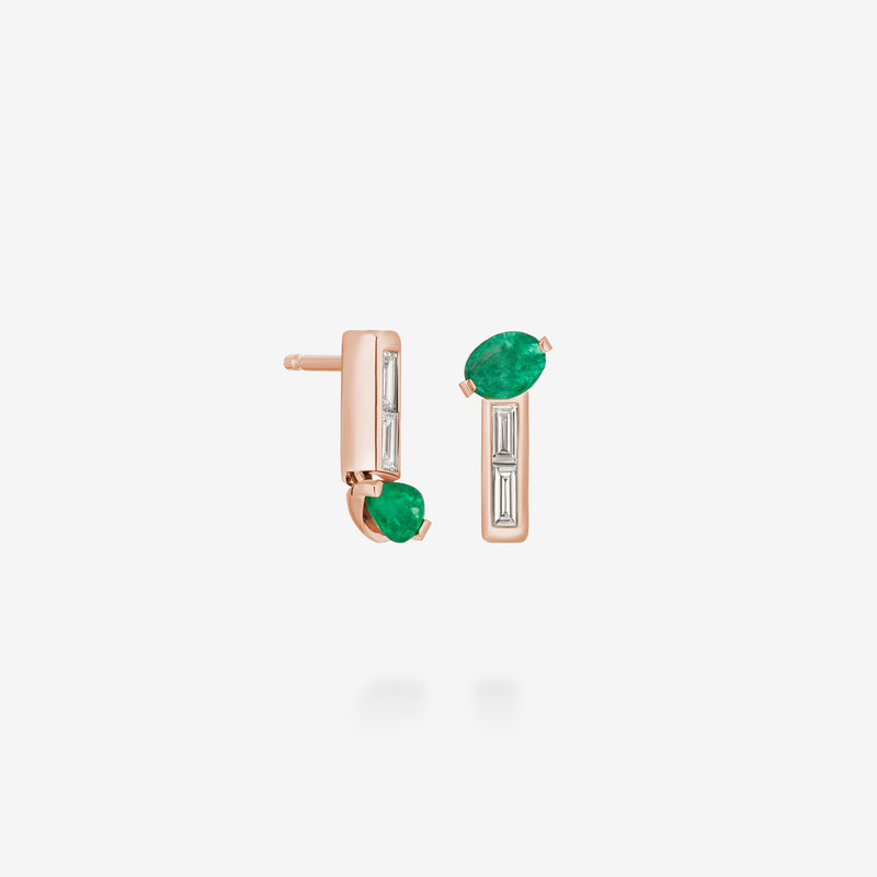18K Rose Gold-Emerald