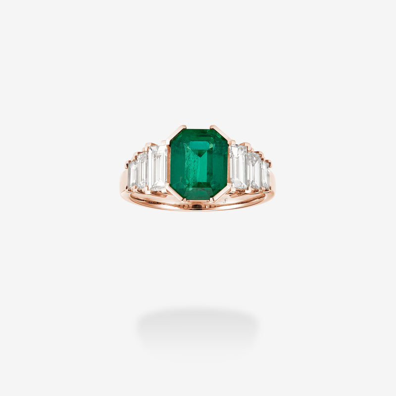 18K Rose Gold-Emerald