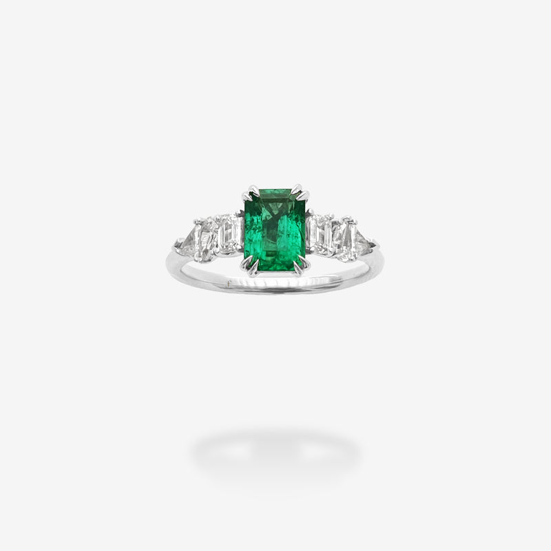 18K White Gold-Emerald