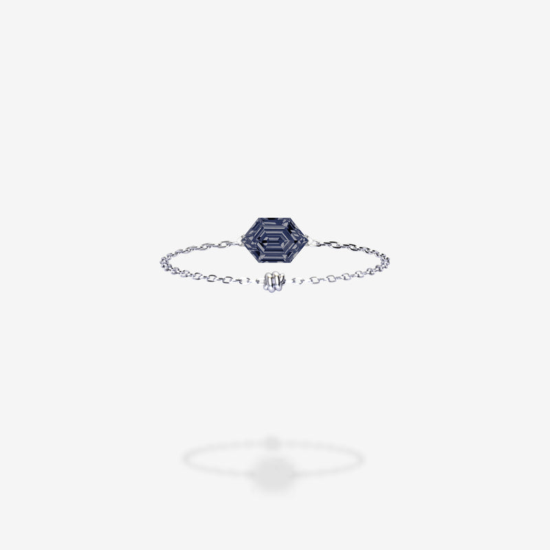 18K White Gold-Elongated Hexagon