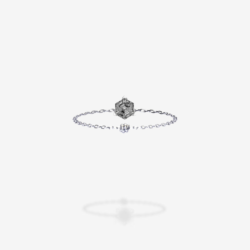 18K White Gold-Hexagon