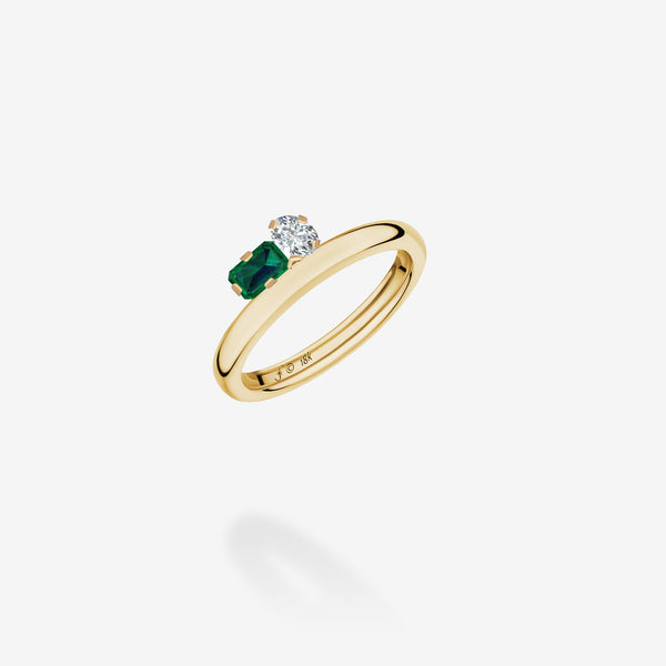 18K Yellow Gold-Diamond & Emerald