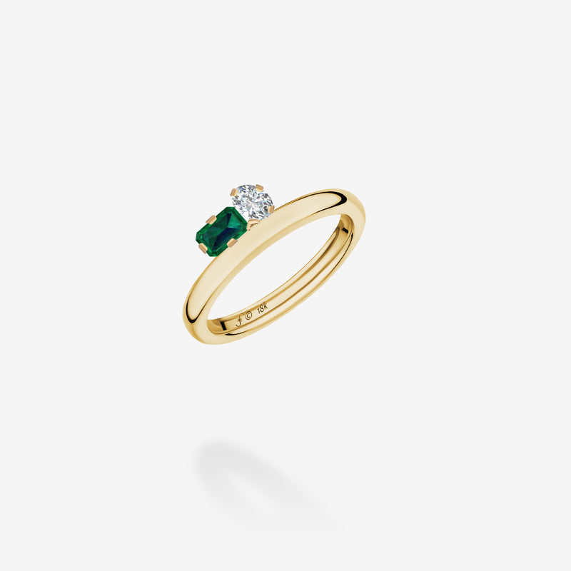 18K Yellow Gold-Diamond & Emerald