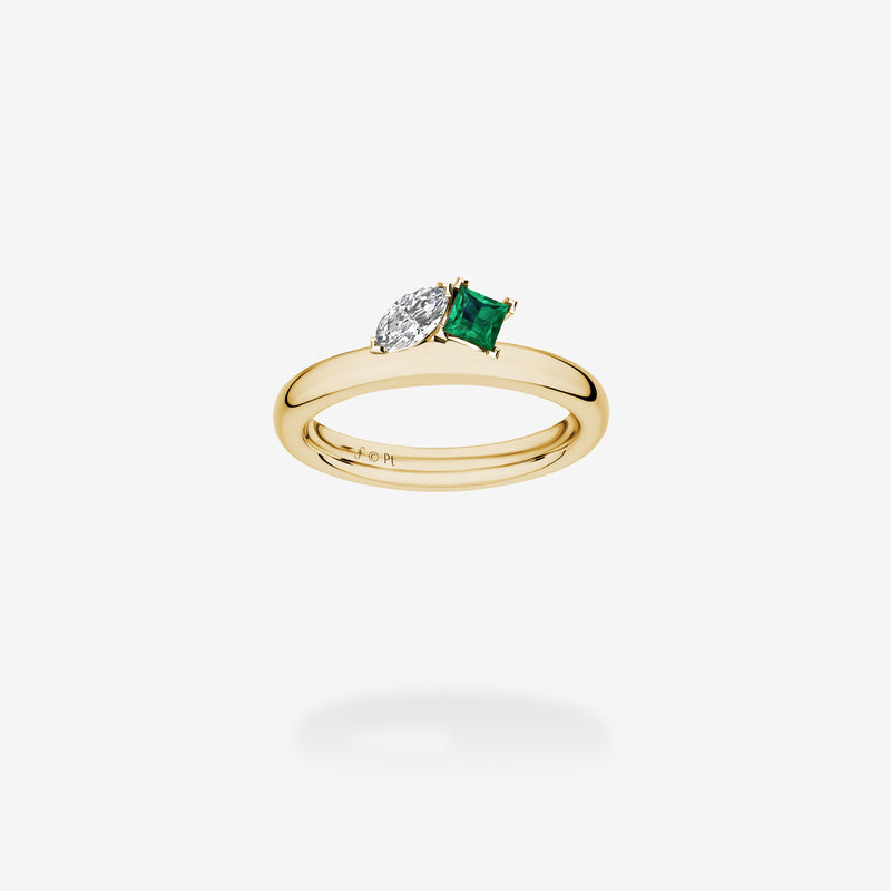 18K Yellow Gold-Diamond & Emerald