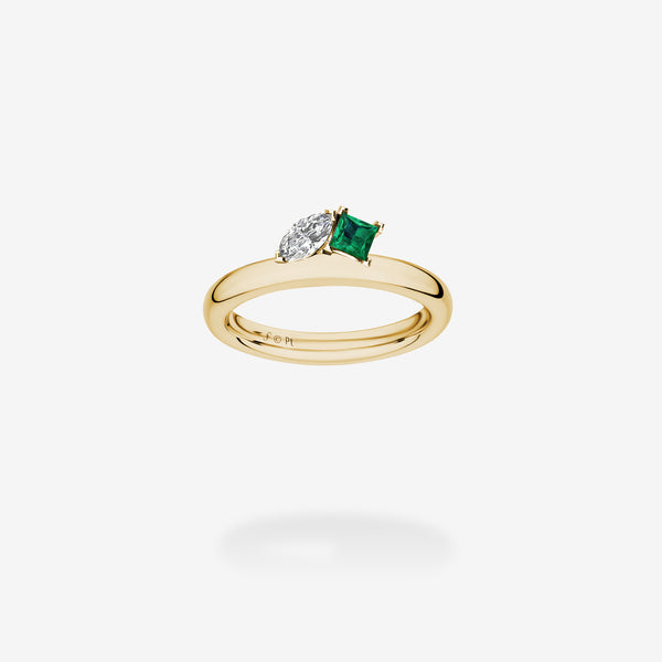 18K Yellow Gold-Diamond & Emerald