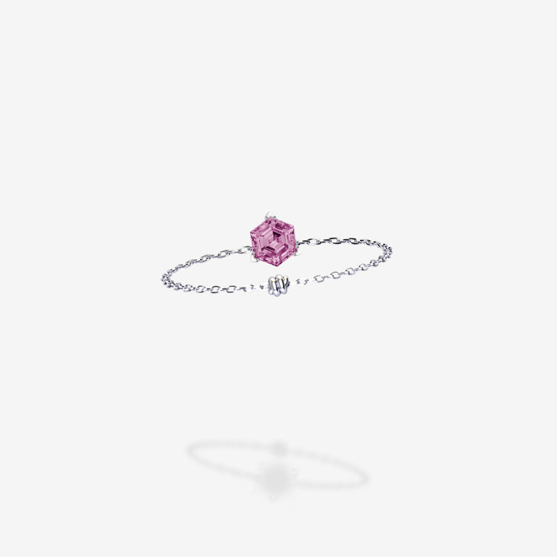 18K White Gold-Hexagon