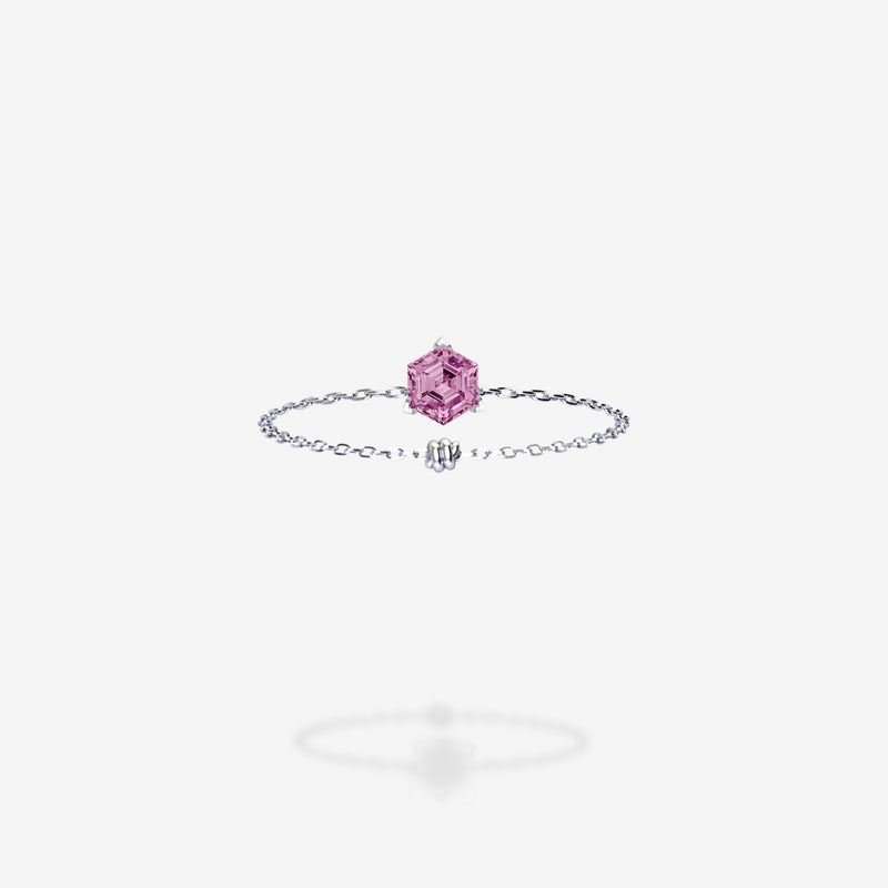 18K White Gold-Hexagon
