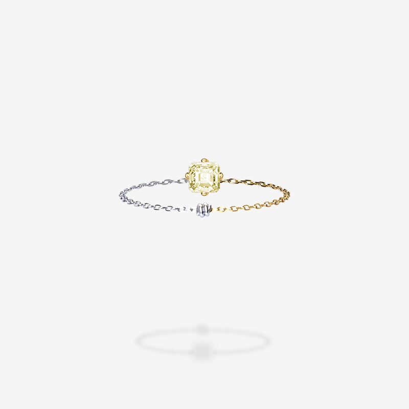 18K White Gold & Yellow Gold-Asscher