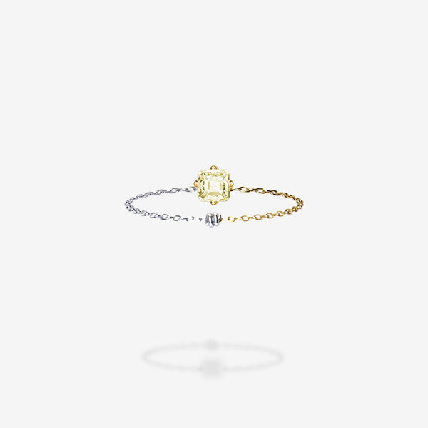 18K White Gold & Yellow Gold-Asscher