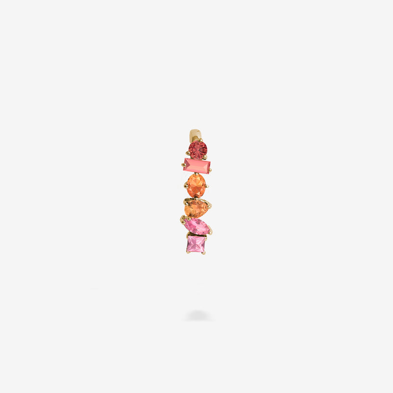 18K Yellow Gold-Orange to Pink Sapphires