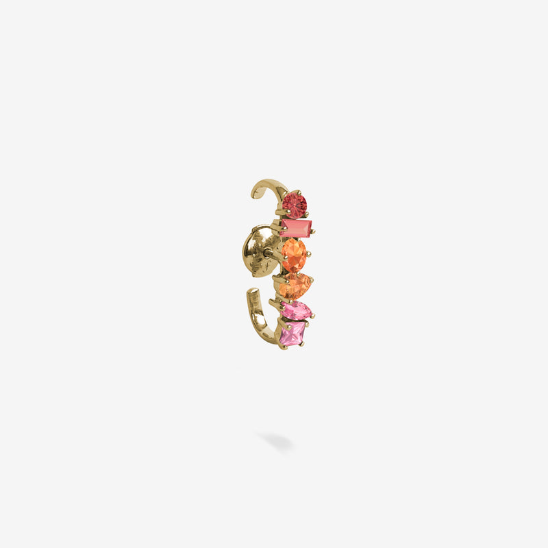 18K Yellow Gold-Orange to Pink Sapphires