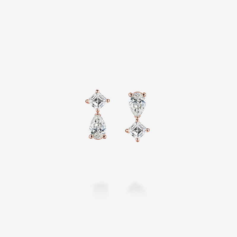 18K Rose Gold-Asscher & Pears