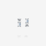 18K White Gold-Emerald Cut & Round