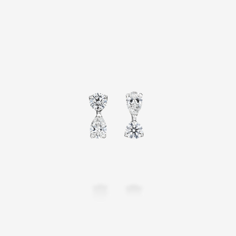 18K White Gold-Round & Pear