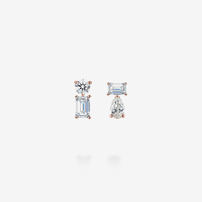 18K Rose Gold-with Emerald Cut