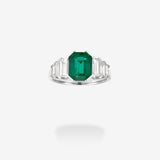 18K White Gold-Emerald