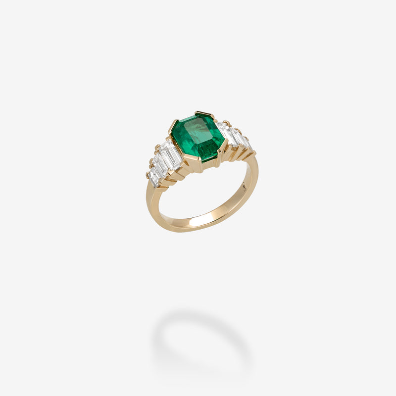 18K Yellow Gold-Emerald
