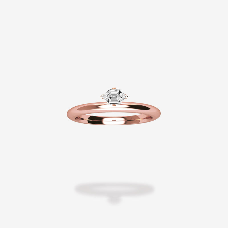 18K Rose Gold-Elongated Hexagon