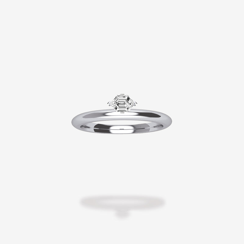 18K White Gold-Elongated Hexagon